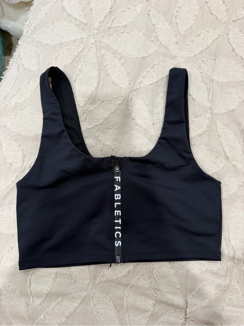 Fabletics Black Front-Zip Sports Bra